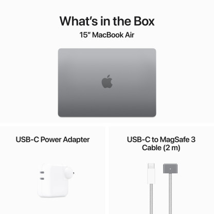 15-inch MacBook Air: Apple M3 chip with 8-core CPU and 10-core GPU, 8GB, 256GB SSD - Space Grey